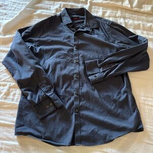 Van Heusen Navy Checkered Button Down Shirt